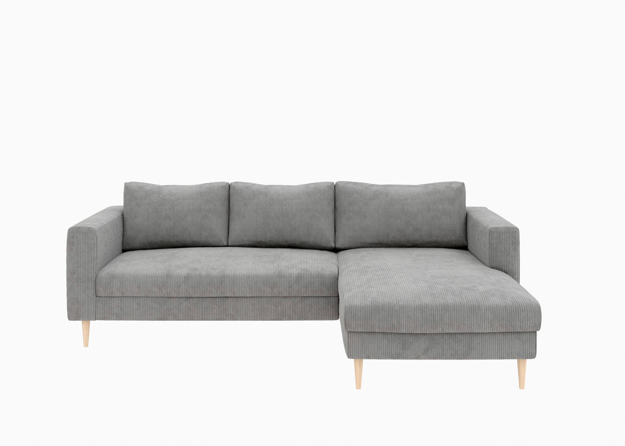 ECKSOFA  in Cord Grau  232/161 cm  - Buchefarben/Grau, MODERN, Holz/Textil (232/161cm) - Trendmanufaktur