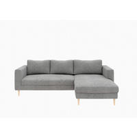 ECKSCHLAFSOFA  mit Rücken echt, Armteil links, Armteil rechts Cord Grau  - Buchefarben/Grau, MODERN, Holz/Textil (232/161cm) - Trendmanufaktur