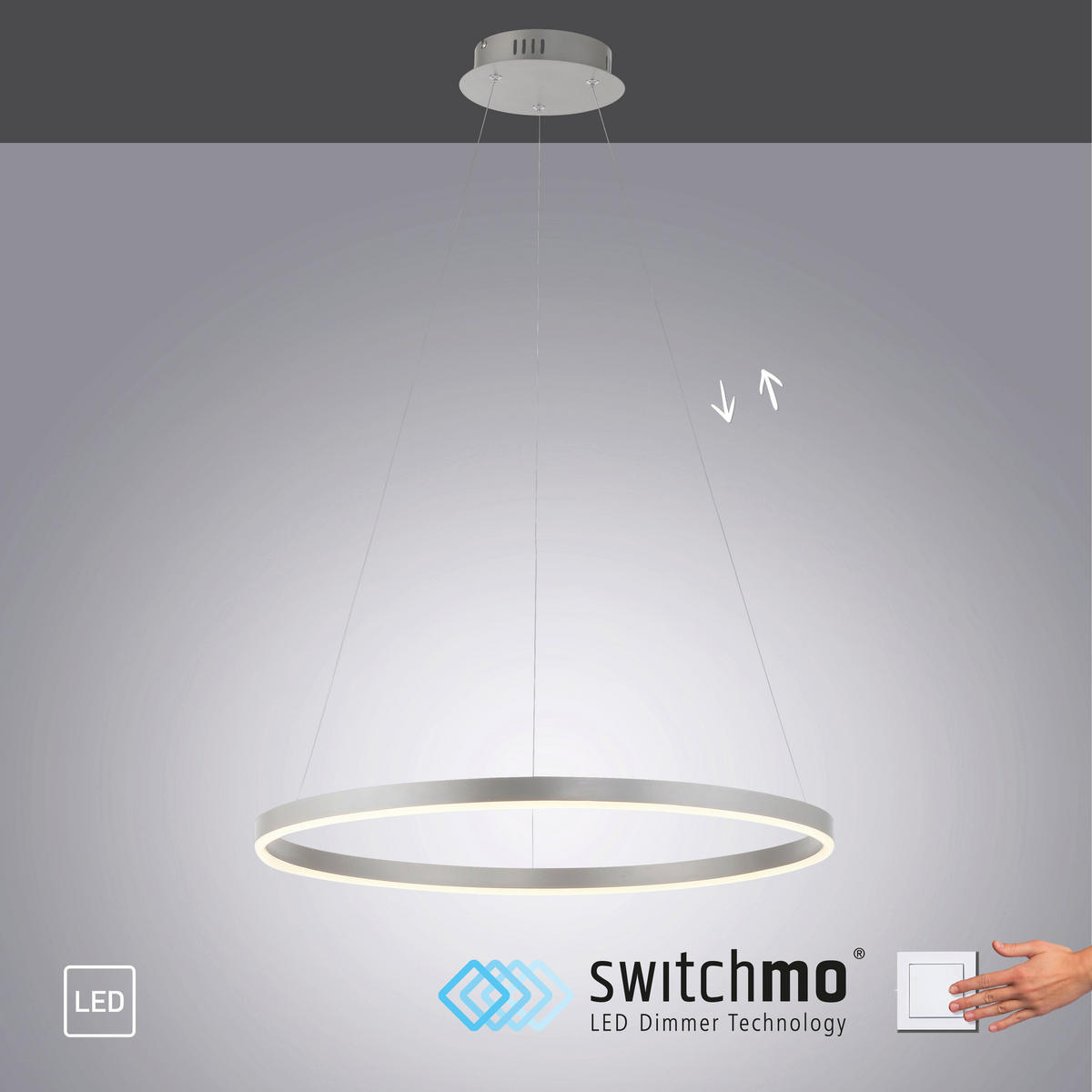 LED-HÄNGELEUCHTE Ritus 58,5/58,5/120 cm   - Alufarben, Design, Kunststoff/Metall (58,5/58,5/120cm)