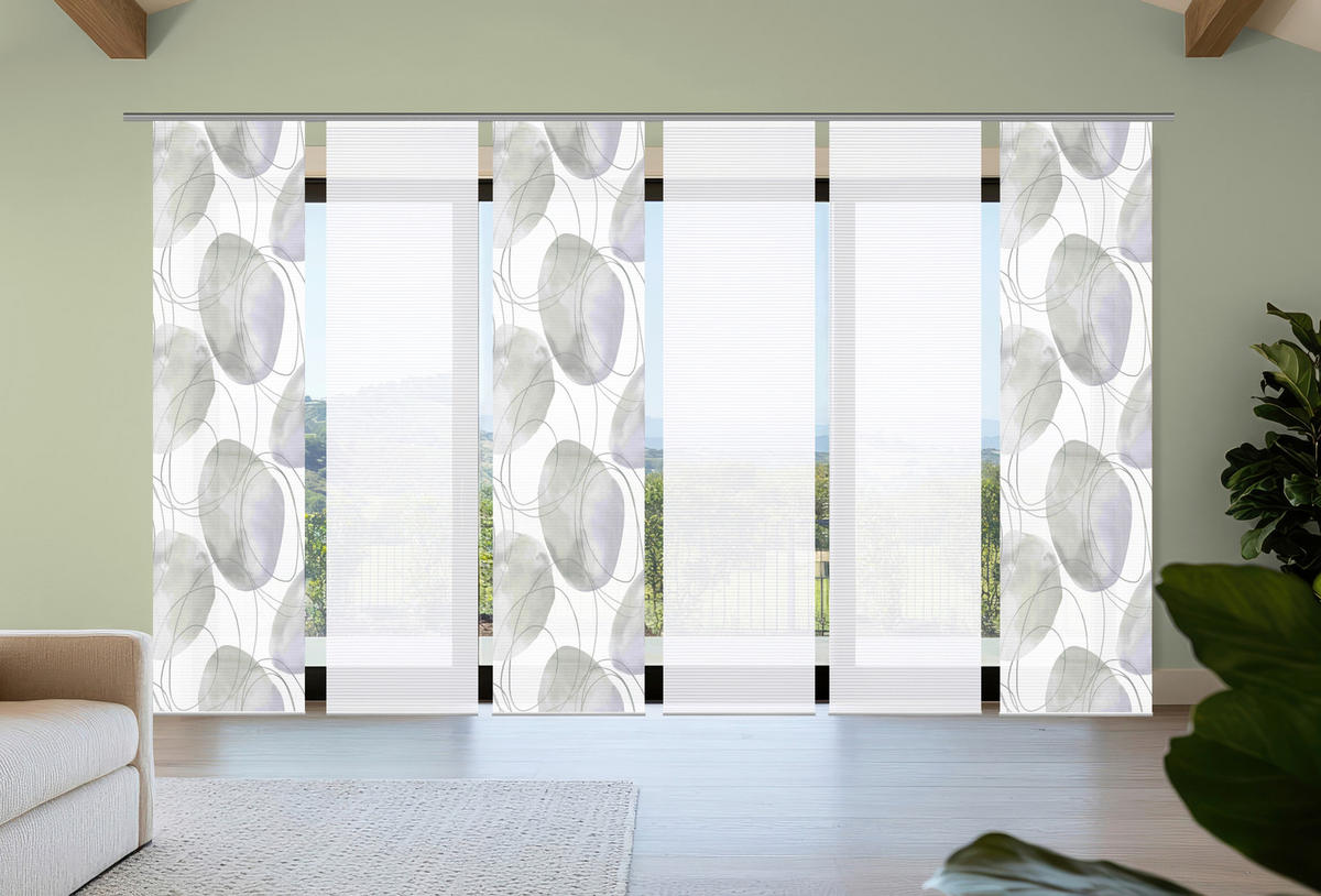 FLÄCHENVORHANG  6 Stück  blickdicht  60/245 cm   - Flieder/Weiß, Natur, Textil (60/245cm)