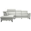 ECKSOFA in Echtleder Hellgrau  - Hellgrau/Schwarz, Design, Leder/Metall (239/285cm) - Cantus