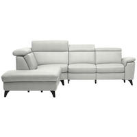 ECKSOFA in Echtleder Hellgrau  239/285 cm  - Hellgrau/Schwarz, Design, Leder/Metall (239/285cm) - Cantus