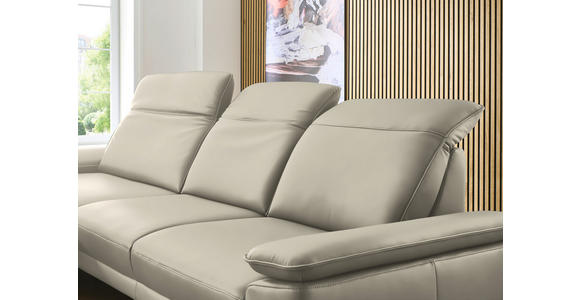 ECKSOFA in Echtleder Ecru 193/332 cm - Ecru/Schwarz, Design, Leder/Metall (193/332cm) - Dieter Knoll