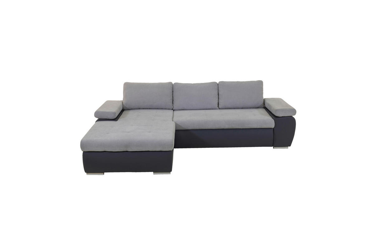 ECKSOFA in Flachgewebe Grau, Dunkelgrau  - Dunkelgrau/Grau, Design, Kunststoff/Textil (175/271cm) - MID.YOU