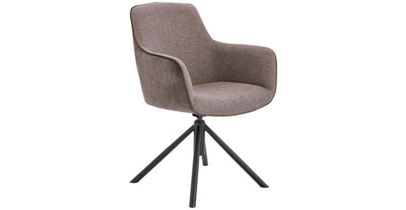 ARMLEHNSTUHL  , Stoffauswahl, Typenauswahl, Sitzfläche 360° drehbar  , Flachgewebe  ,  - Schwarz/Cappuccino, Design, Textil/Metall (60/88/64cm) - Novel