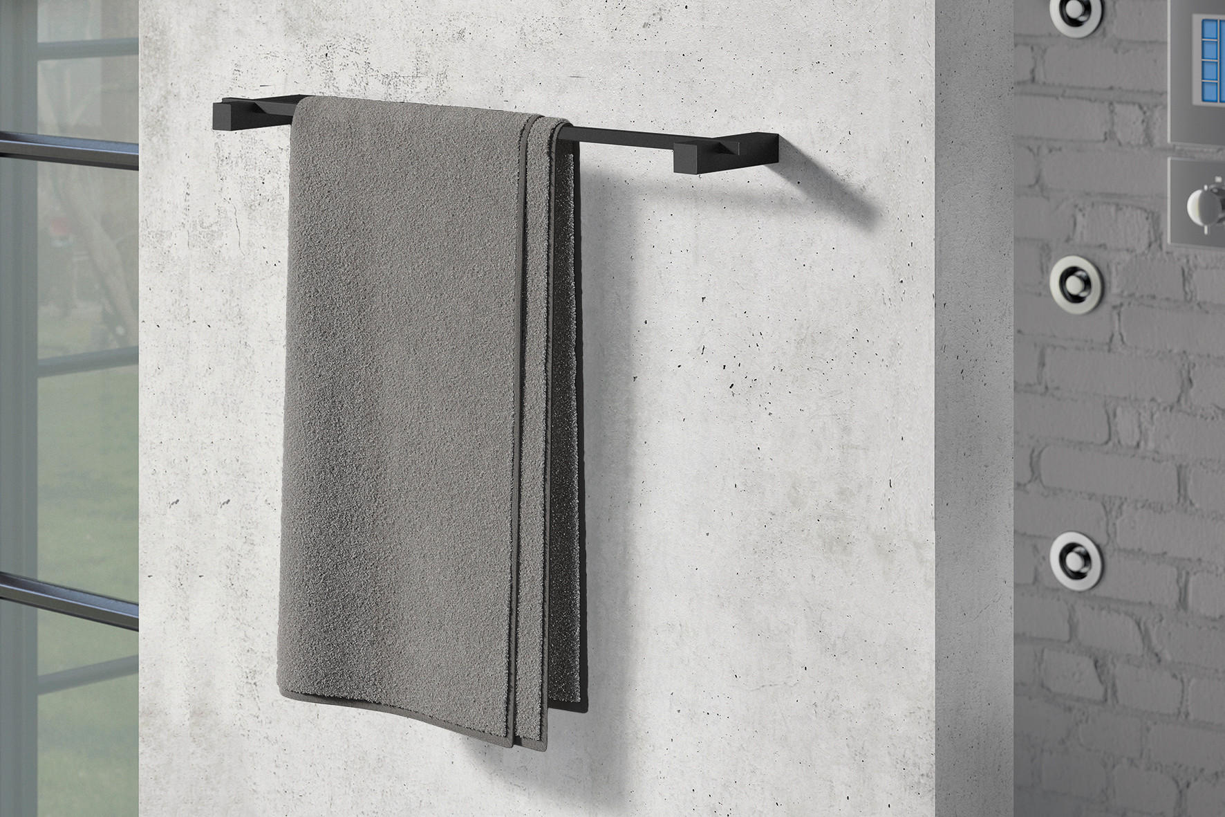 HANDTUCHSTANGE Schwarz  - Schwarz, Basics, Metall (50,8/2,3/10cm) - Zack