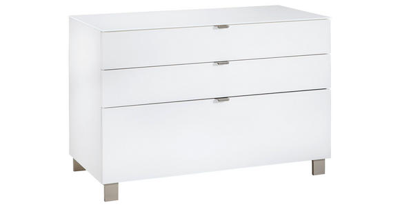 SIDEBOARD Weiß  110,1/73,1/52,5 cm  - Edelstahlfarben/Champagner, Design, Glas/Holzwerkstoff (110,1/73,1/52,5cm) - Hom`in