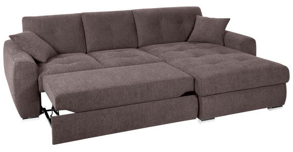 ECKSOFA in Mikrofaser Braun 276/193 cm - Chromfarben/Braun, MODERN, Kunststoff/Textil (276/193cm) - Hom`in