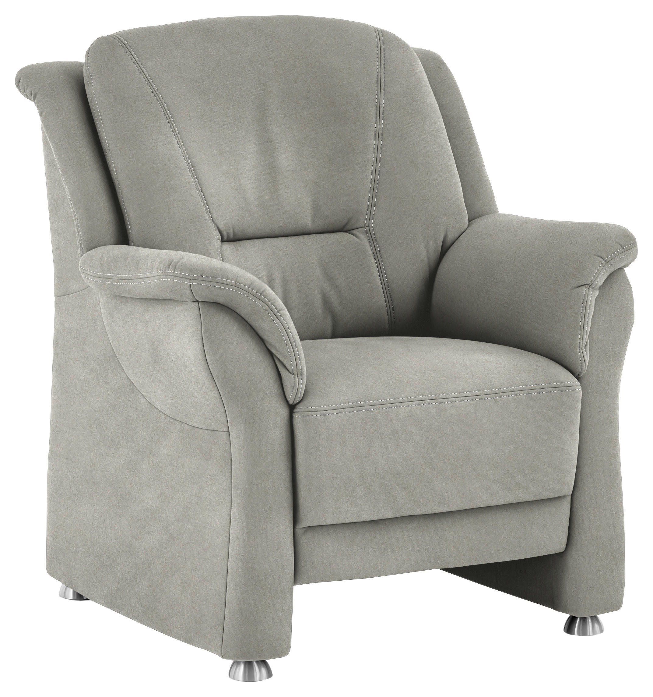 SESSEL in Mikrofaser Silberfarben  - Beige/Silberfarben, Konventionell, Textil/Metall (90/100/89cm) - Beldomo Comfort