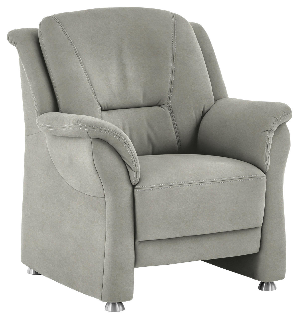 SESSEL in Mikrofaser Silberfarben  - Beige/Silberfarben, Konventionell, Textil/Metall (90/100/89cm) - Beldomo Comfort