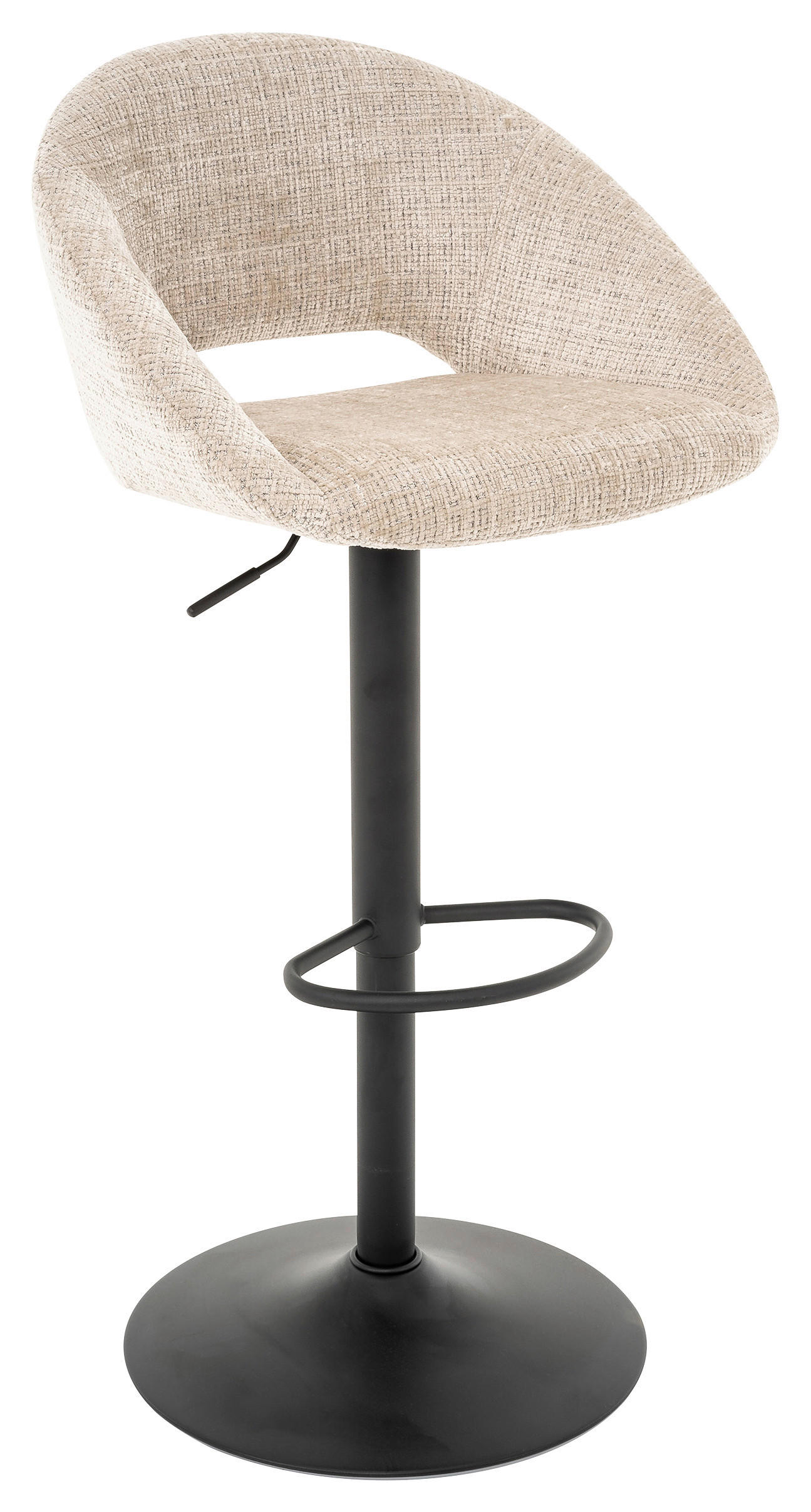 BARHOCKER Webstoff Beige Eisen Sitzfläche 360° drehbar  - Beige/Schwarz, MODERN, Textil/Metall (52/89-110/49cm) - MID.YOU