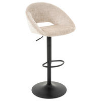 BARHOCKER Webstoff Beige Eisen Sitzfläche 360° drehbar  - Beige/Schwarz, MODERN, Textil/Metall (52/89-110/49cm) - MID.YOU