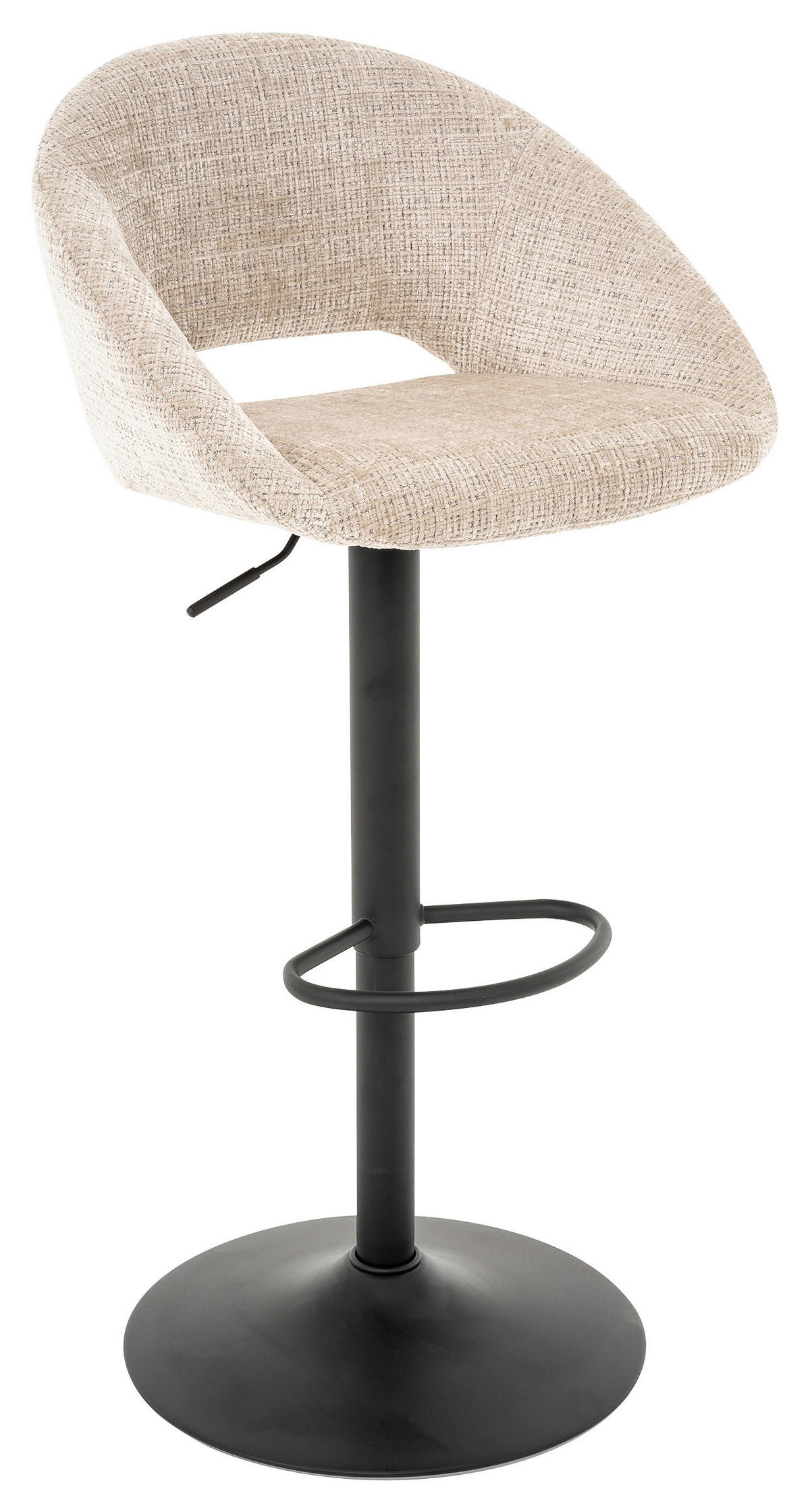 BARHOCKER Webstoff Beige Eisen Sitzfläche 360° drehbar  - Beige/Schwarz, MODERN, Textil/Metall (52/89-110/49cm) - MID.YOU