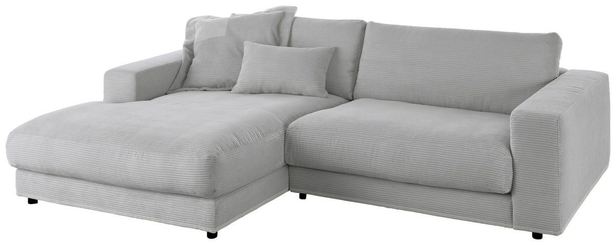 ECKSOFA in Cord Grau  - Schwarz/Grau, Design, Kunststoff/Textil (190/270cm) - Lomoco