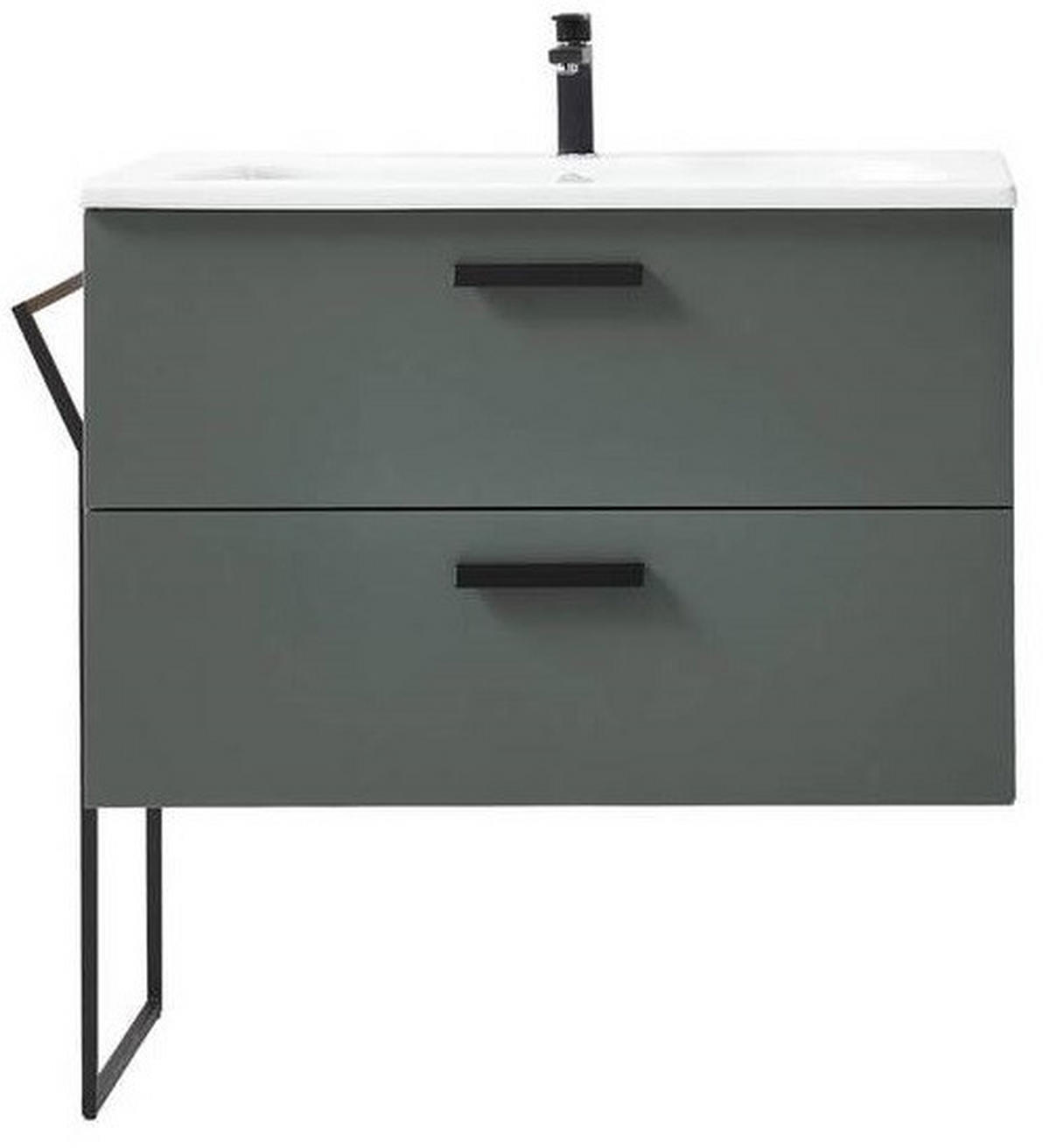 WASCHTISCHKOMBI 90 cm  - Eichefarben/Schwarz, MODERN, Keramik/Holzwerkstoff (90cm) - Celina Home
