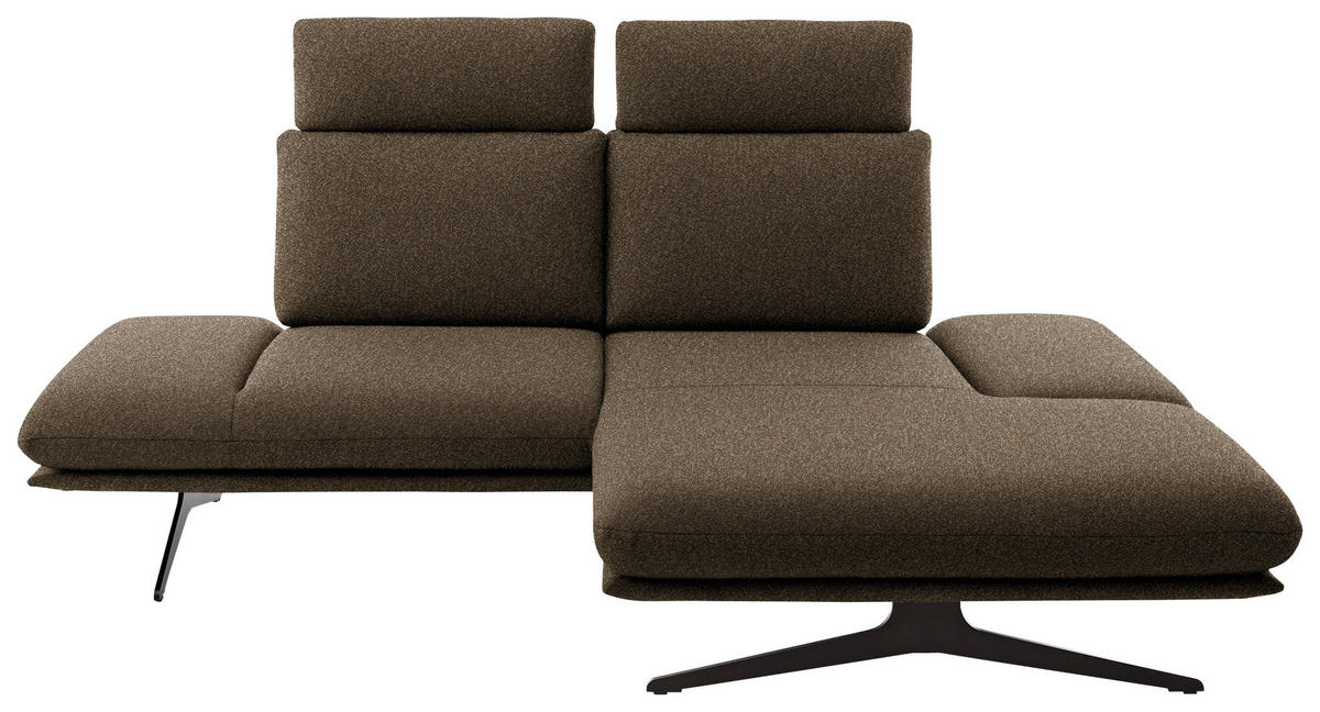 ECKSOFA Flachgewebe Dunkelbraun  - Dunkelbraun/Schwarz, Design, Textil/Metall (234/155cm) - Dieter Knoll