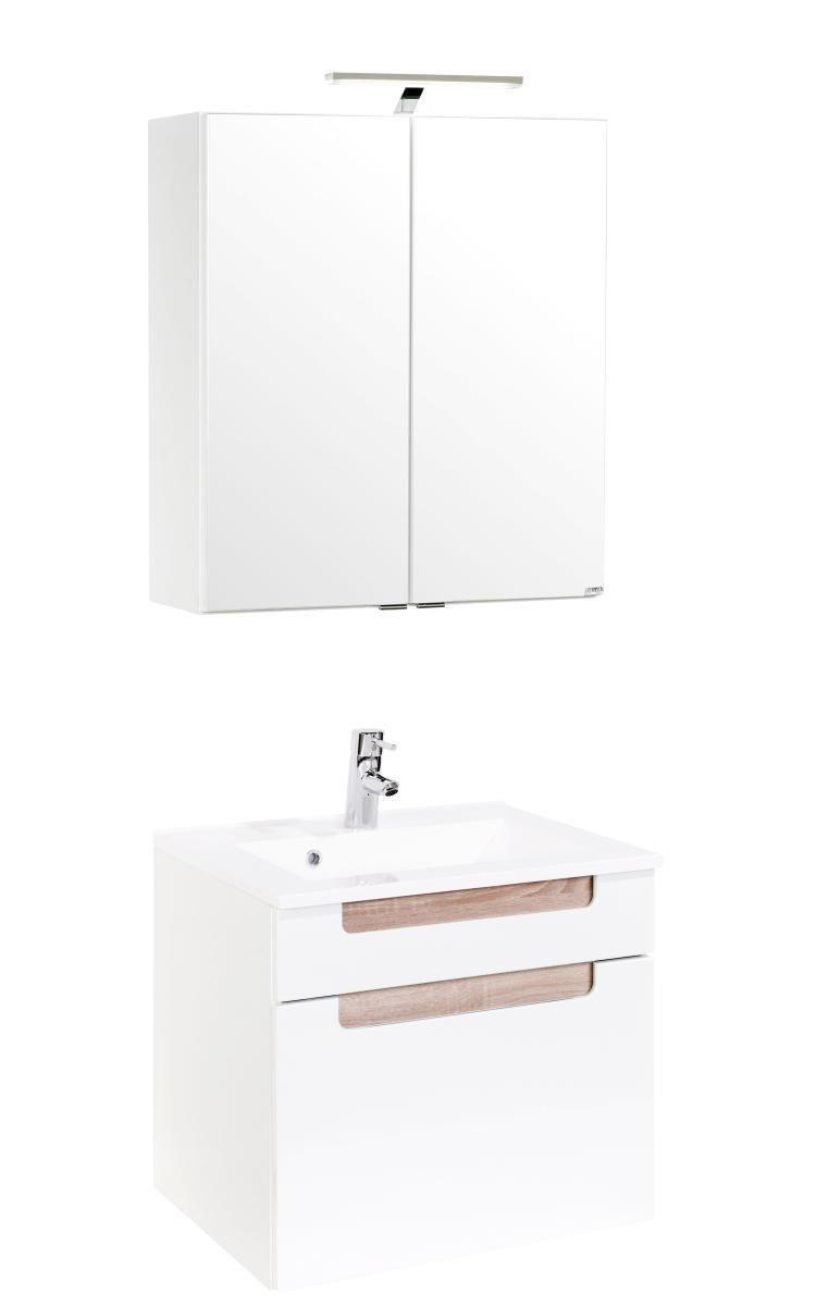 BADEZIMMER  in 60 cm  - Weiß/Sonoma Eiche, MODERN, Holzwerkstoff/Stein (60cm) - Held