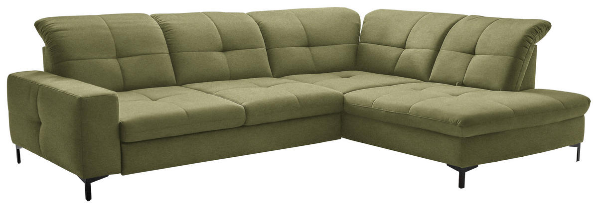 ECKSOFA in Chenille Olivgrün  310/240 cm  - Schwarz/Olivgrün, Design, Textil/Metall (310/240cm) - Xora