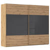 SCHWEBETÜRENSCHRANK 271/223/68 cm 2-türig Schwarz, Eiche Artisan  - Eichefarben/Schwarz, Design, Glas/Holzwerkstoff (271/223/68cm) - Xora