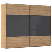 SCHWEBETÜRENSCHRANK 271/223/68 cm 2-türig Schwarz, Eiche Artisan  - Eichefarben/Schwarz, Design, Glas/Holzwerkstoff (271/223/68cm) - Xora