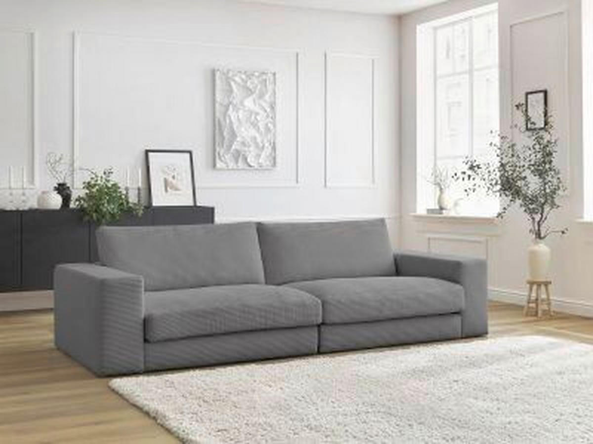 3-SITZER-SOFA LEONARD Cord Dunkelgrau  - Dunkelgrau/Schwarz, MODERN, Kunststoff/Textil (234/77/109cm)