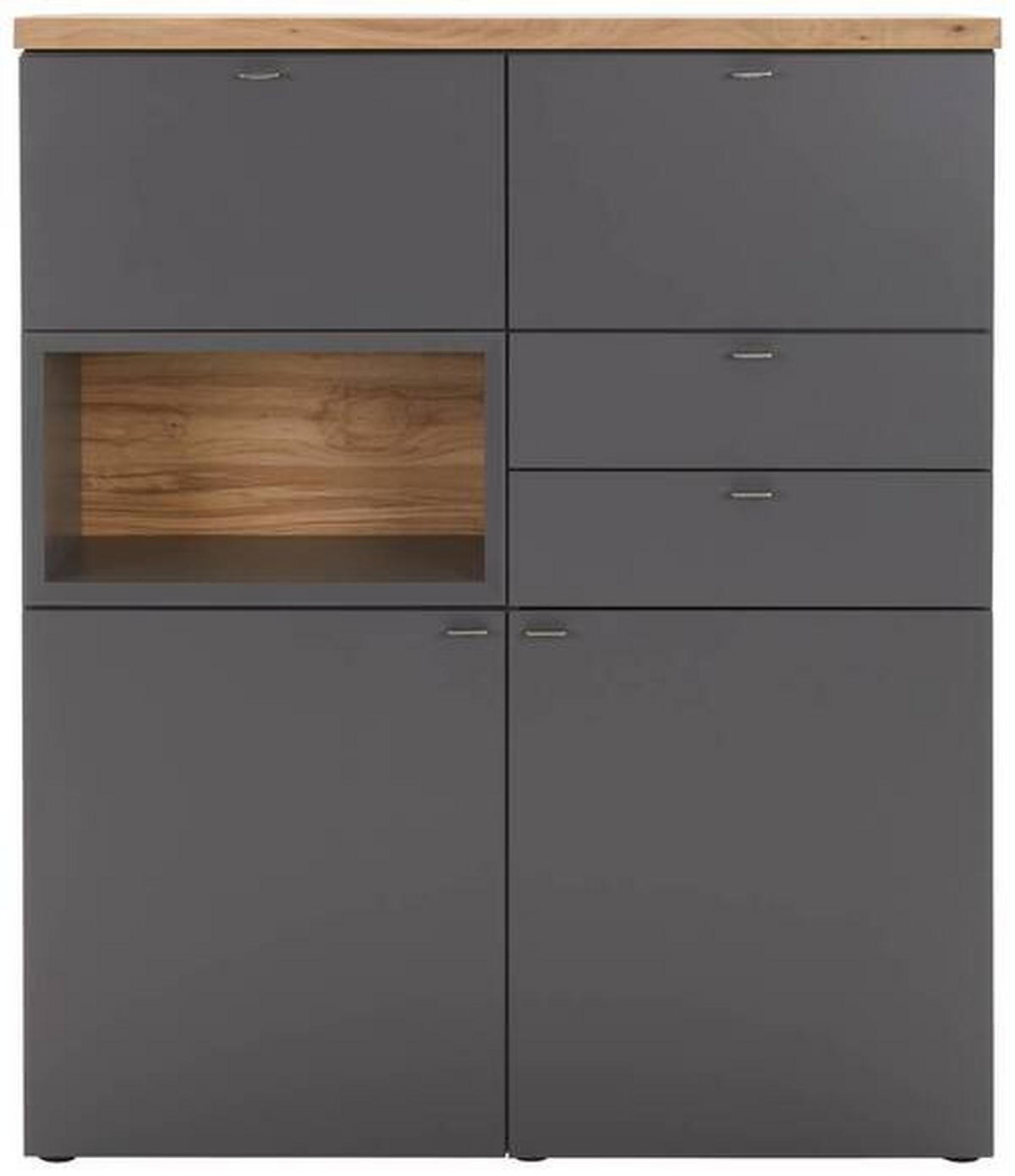 HIGHBOARD  in 120/142/43 cm  - Schieferfarben/Edelstahlfarben, Design, Holz/Metall (120/142/43cm) - Venjakob