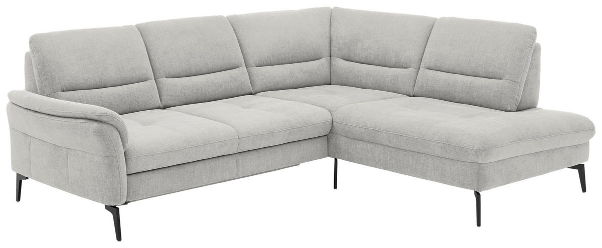 ECKSOFA in Webstoff Creme  - Creme/Schwarz, Design, Textil/Metall (256/206cm) - Beldomo System