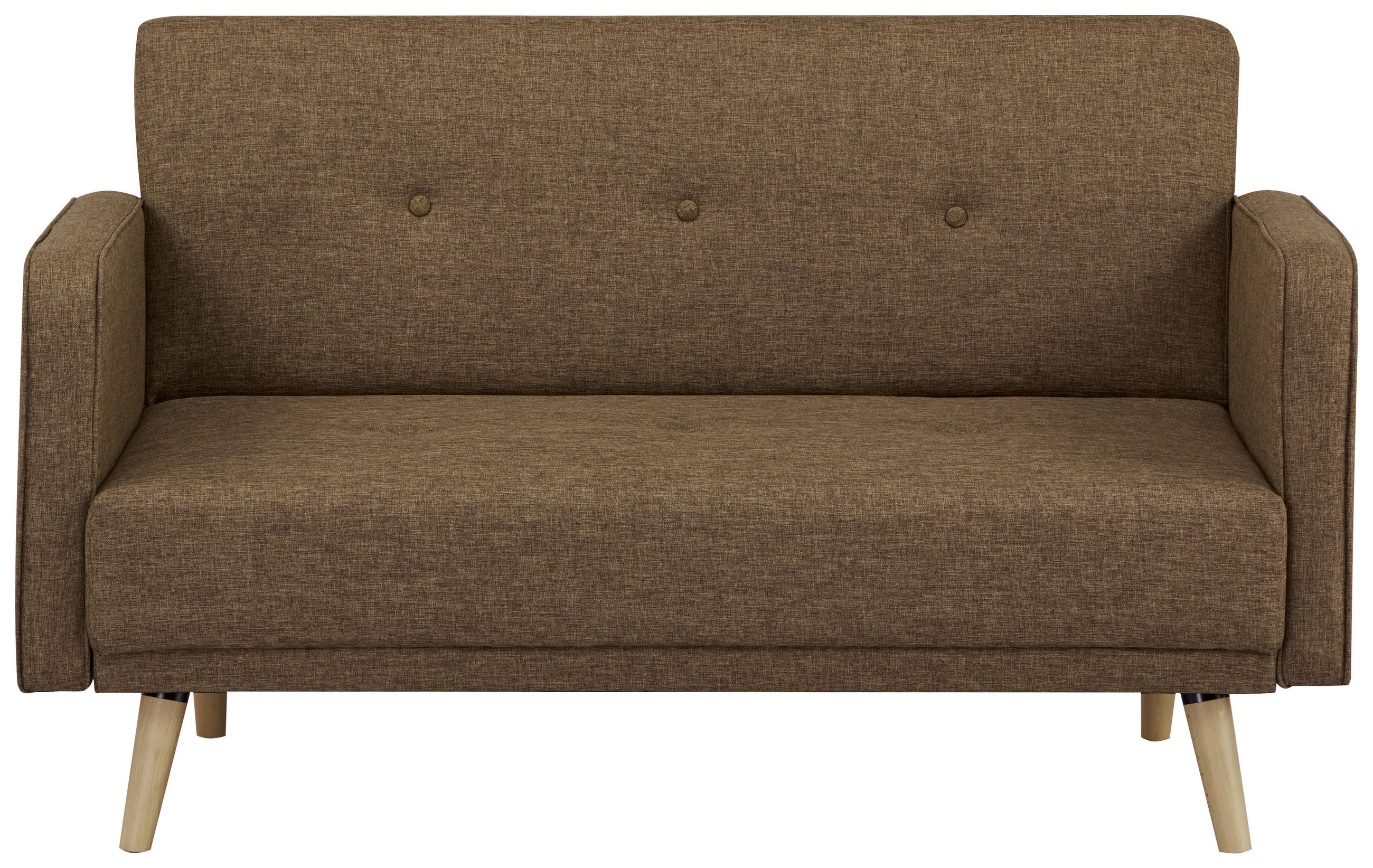 2-SITZER-SOFA Webstoff Braun  - Naturfarben/Braun, MODERN, Holz/Textil (137/80/90cm) - MID.YOU