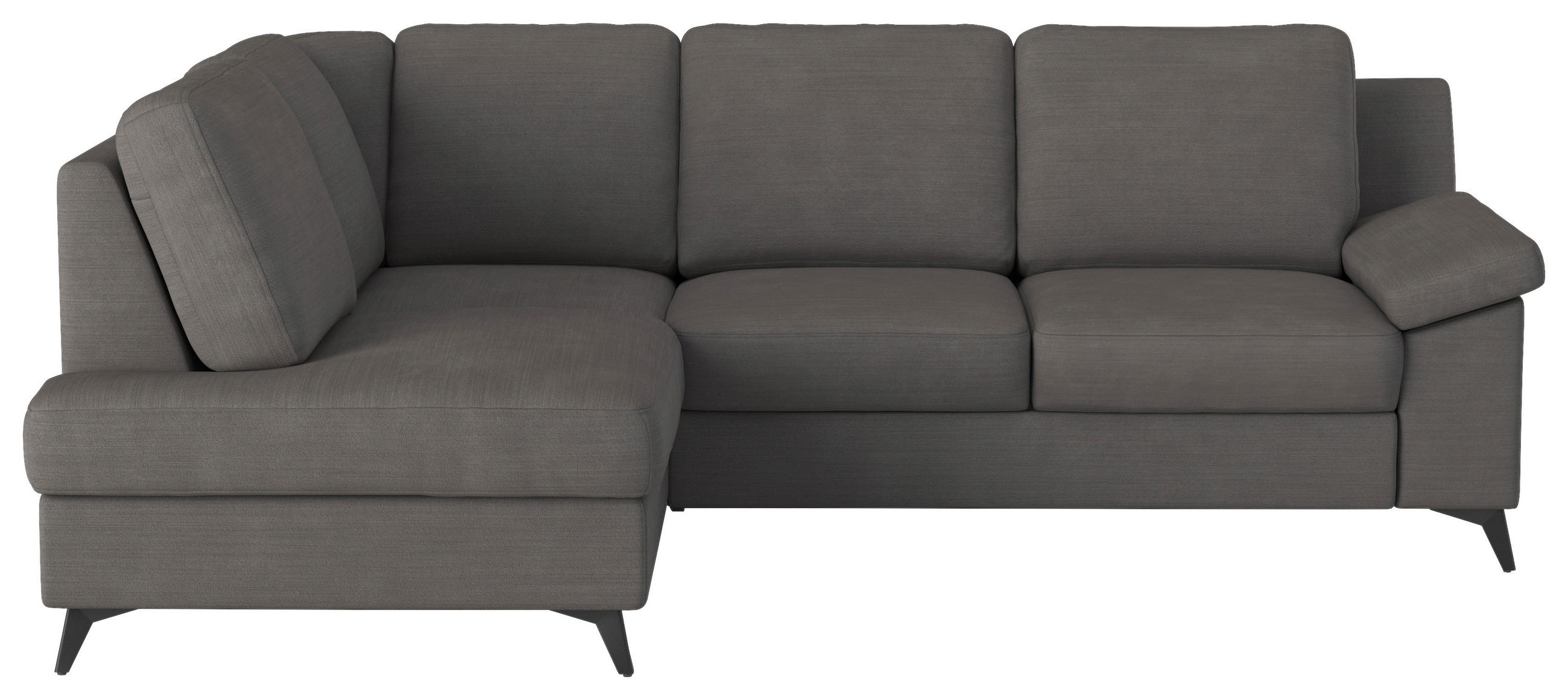 ECKSOFA Dunkelgrau Flachgewebe Bettkasten, Schlaffunktion, Rücken echt, Stauraum  - Dunkelgrau/Schwarz, KONVENTIONELL, Textil/Metall (170/242cm) - Cotta