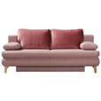 SCHLAFSOFA in Flachgewebe Rosa  - Eichefarben/Dunkelrosa, Design, Holz/Textil (200/91/92cm) - Novel