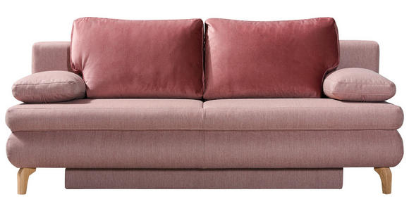 SCHLAFSOFA Flachgewebe Rosa  - Eichefarben/Dunkelrosa, Design, Holz/Textil (200/91/92cm) - Novel