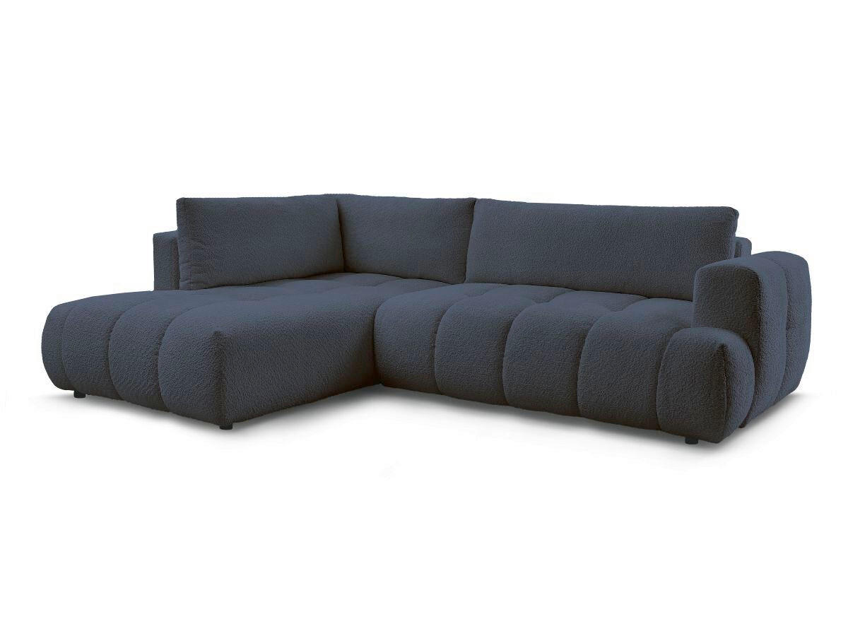 ECKSCHLAFSOFA FUJI Bouclé Dunkelblau  inkl.  - Schwarz/Dunkelblau, MODERN, Kunststoff/Textil (204/282cm)