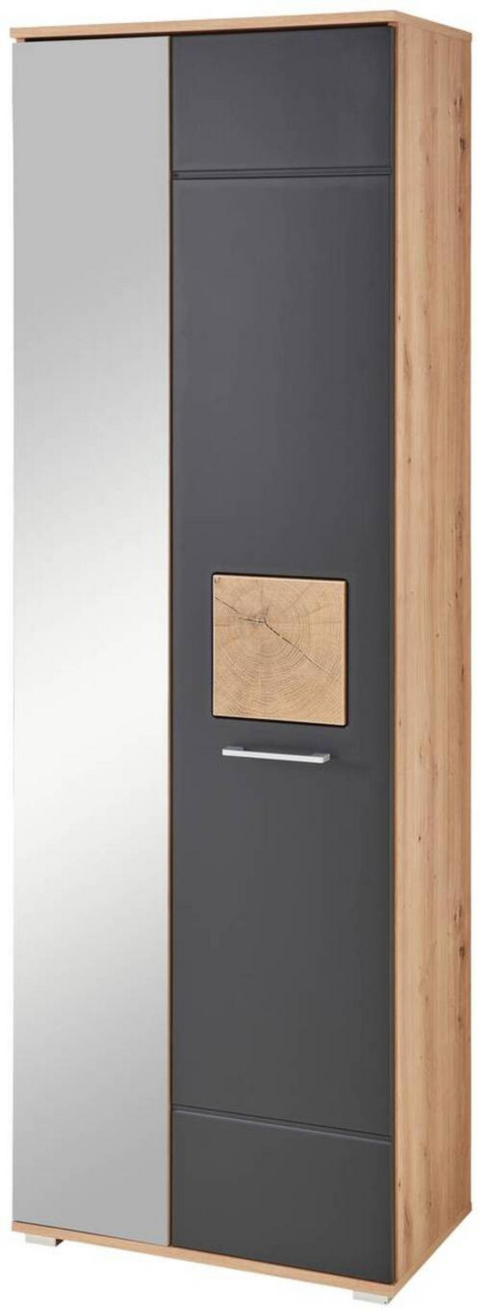 GARDEROBE 6-teilig  in 263/195,5/38 cm  - Schwarz/Eiche Artisan, Basics, Glas/Holzwerkstoff (263/195,5/38cm) - Xora