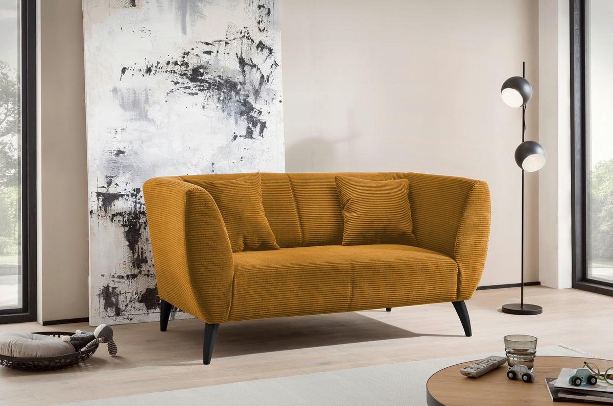 2-SITZER-SOFA Cord Goldfarben  - Goldfarben/Schwarz, MODERN, Holz/Textil (172/83/88cm) - MID.YOU