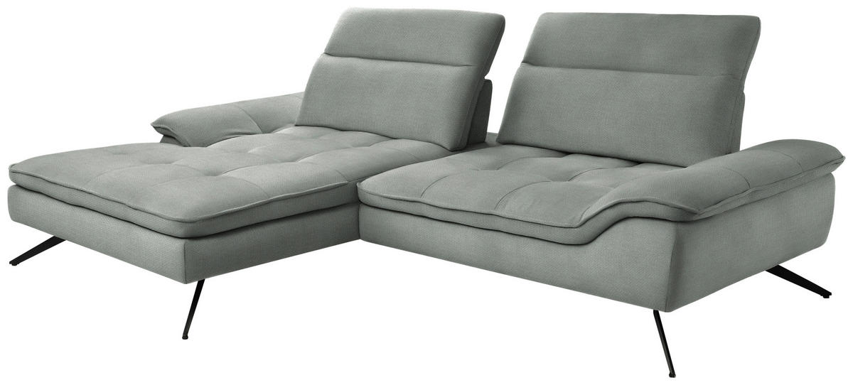 ECKSOFA in Webstoff Grau  179-202/288 cm  - Schwarz/Grau, Design, Textil/Metall (179-202/288cm) - Stylife