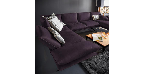 WOHNLANDSCHAFT in Echtleder Violett  - Violett/Schwarz, Natur, Leder/Metall (222/364/159cm) - Dieter Knoll