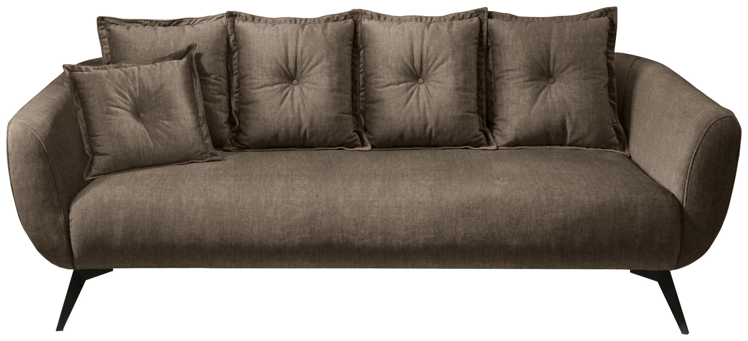 3-SITZER-SOFA Velours Braun  - Schwarz/Braun, MODERN, Holz/Textil (236/94/103cm) - Livetastic