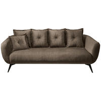 3-SITZER-SOFA in Velours Braun  - Schwarz/Braun, Modern, Holz/Textil (236/94/103cm) - Livetastic