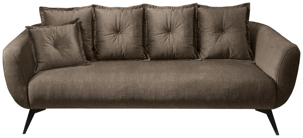 3-SITZER-SOFA in Velours Braun  - Schwarz/Braun, Modern, Holz/Textil (236/94/103cm) - Livetastic