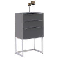 KOMMODE , 58/104,5/40 cm, 3 Schublade(n)  - Chromfarben/Dunkelgrau, Design, Glas/Holzwerkstoff (58/104,5/40cm) - Joop!