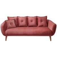 3-SITZER-SOFA in Velours Koralle  - Koralle/Buchefarben, Modern, Holz/Textil (236/94/103cm) - Livetastic