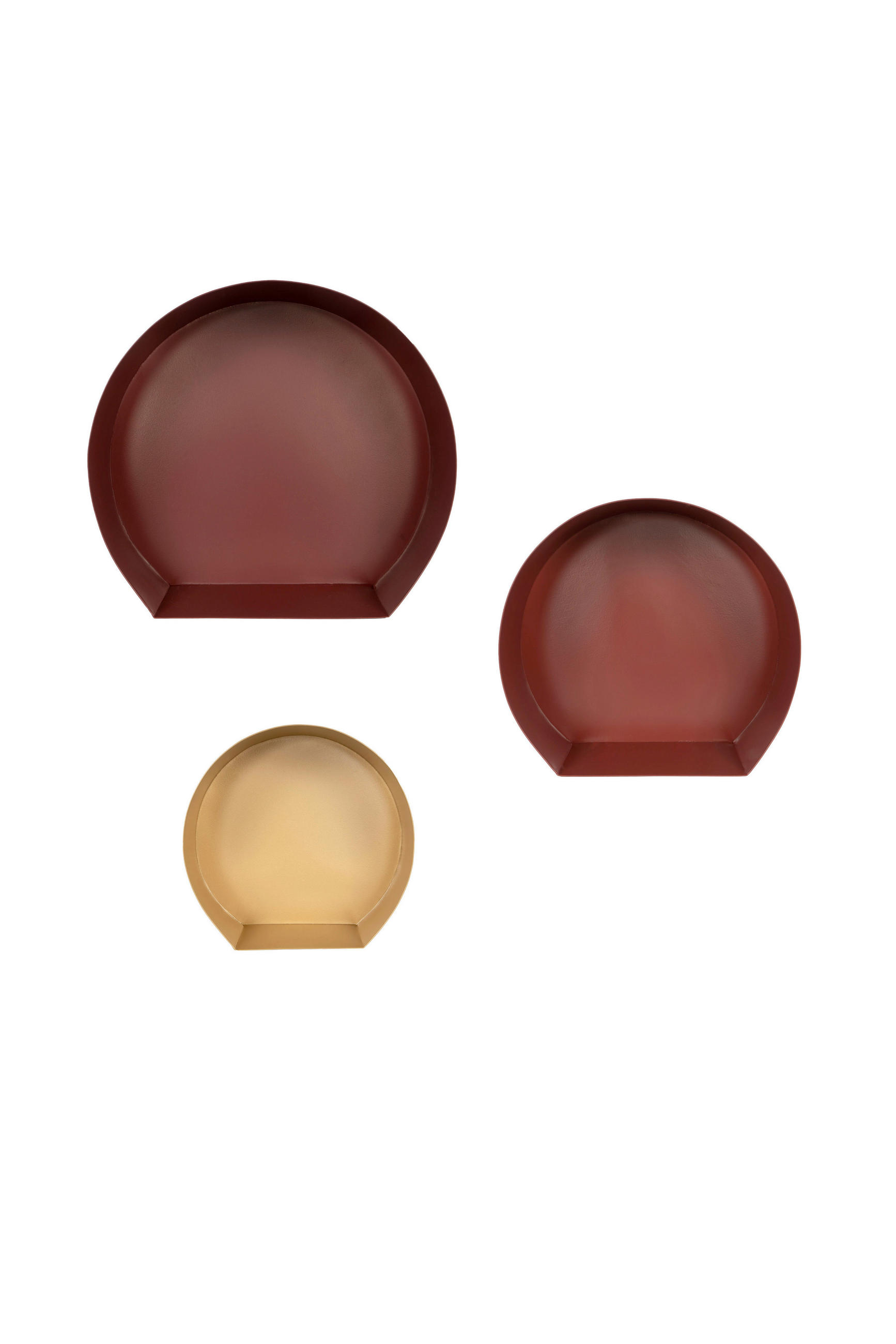 SADA NÁSTENNÝCH REGÁLOV, zlatá, bordová, tmavočervená - zlatá/tmavočervená, Design, kov (27-39,5/26-37,5/12cm)