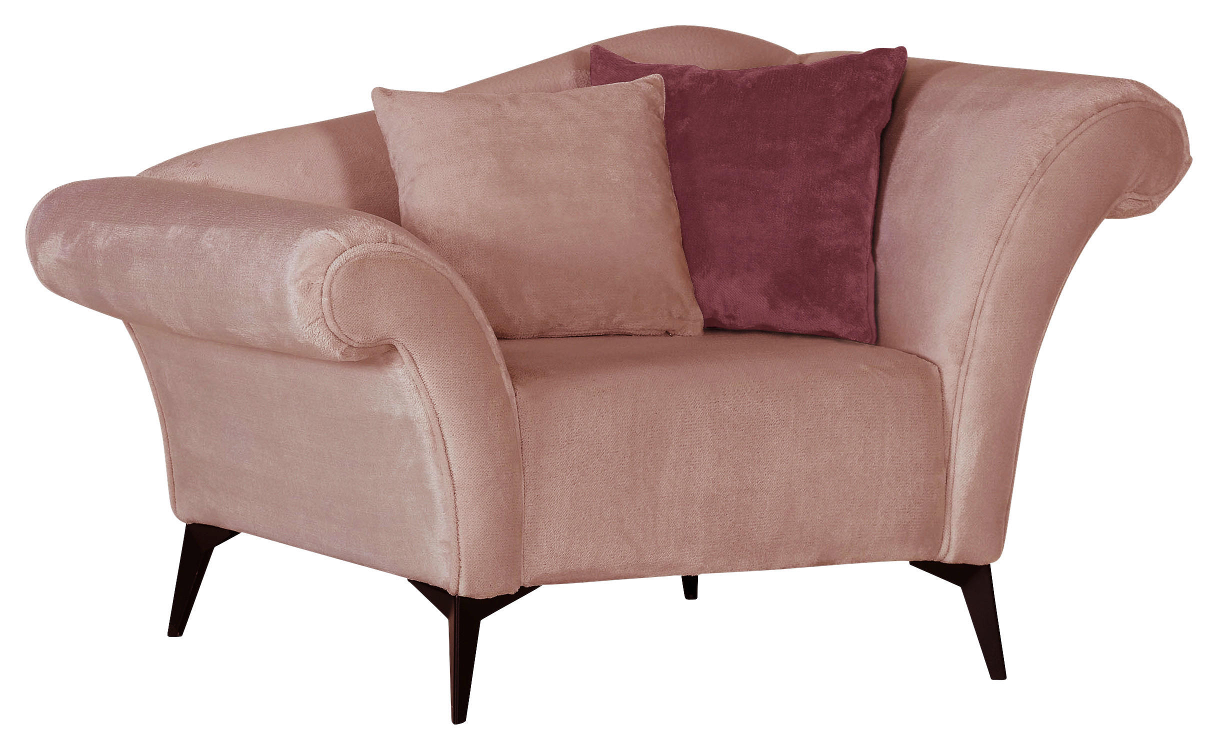 SESSEL in Chenille Rosa, Dunkelrosa  - Dunkelrosa/Schwarz, Design, Textil/Metall (138/83/85cm)
