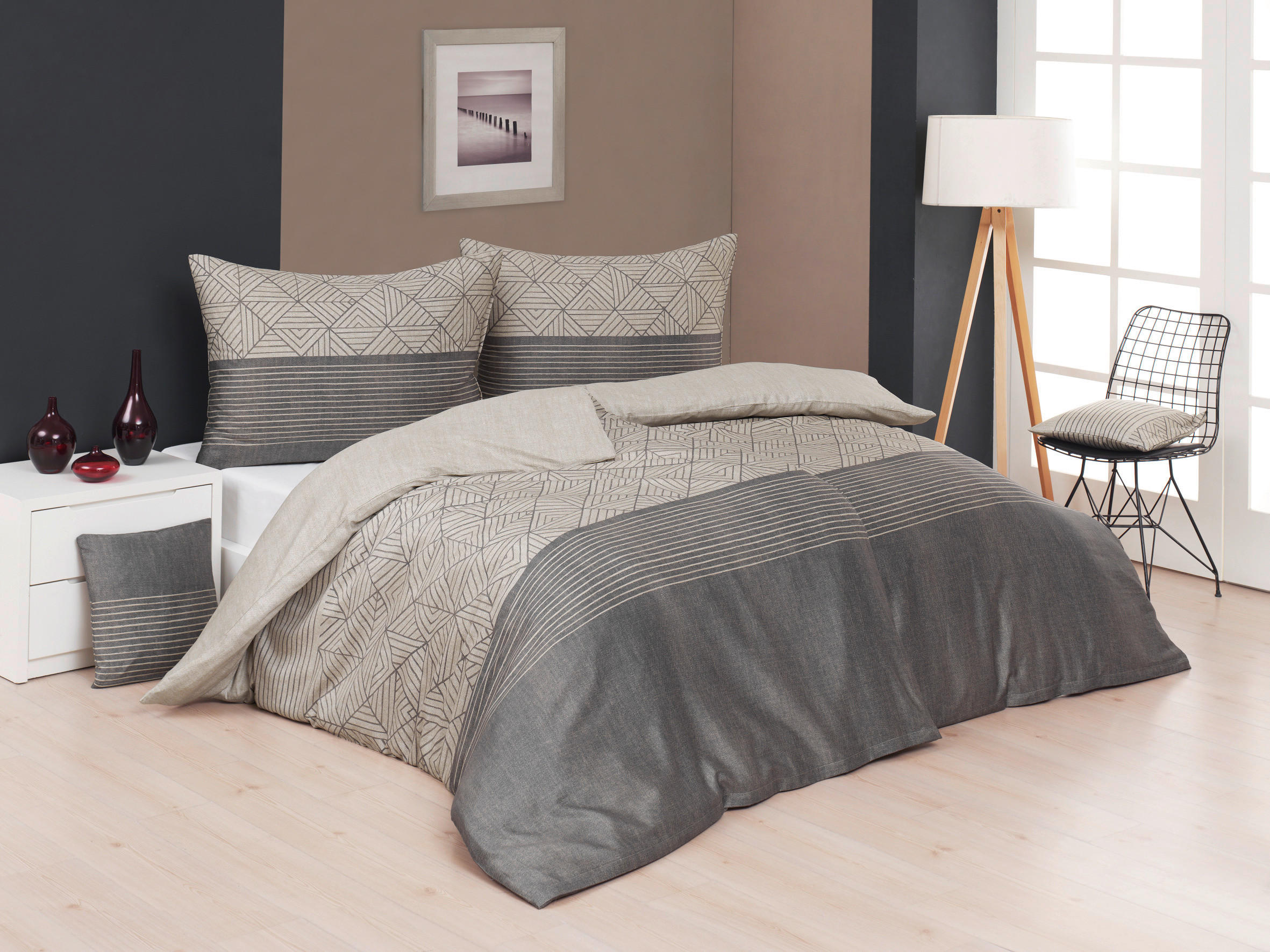 POSTEĽNÁ BIELIZEŇ, renforcé, sivohnedá, 140/200 cm - sivohnedá, Design, textil (140/200cm) - Matejovsky