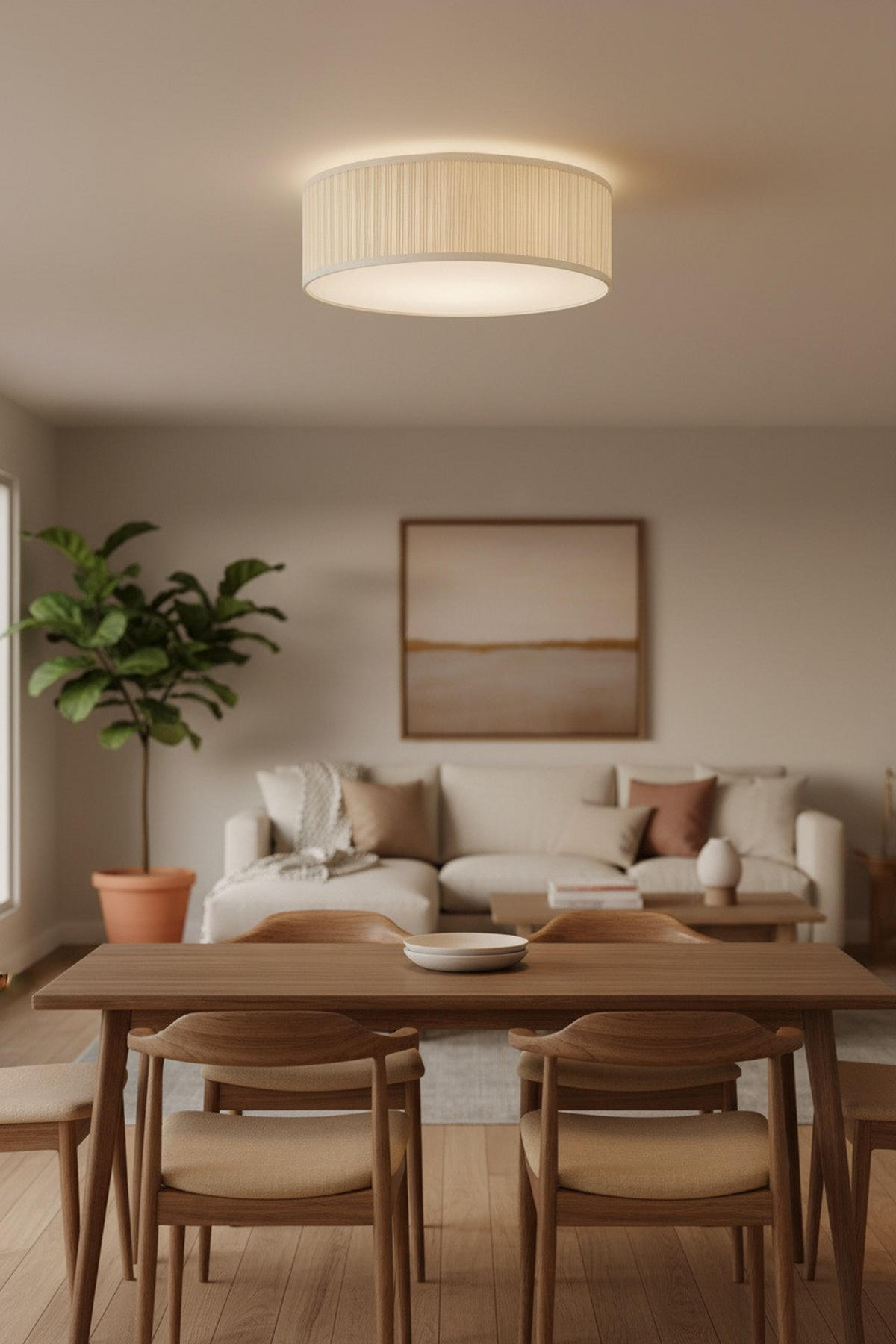 DECKENLEUCHTE Lux 57/20,5/57 cm  - Beige, Basics, Kunststoff/Textil (57/20,5/57cm) - Markslöjd