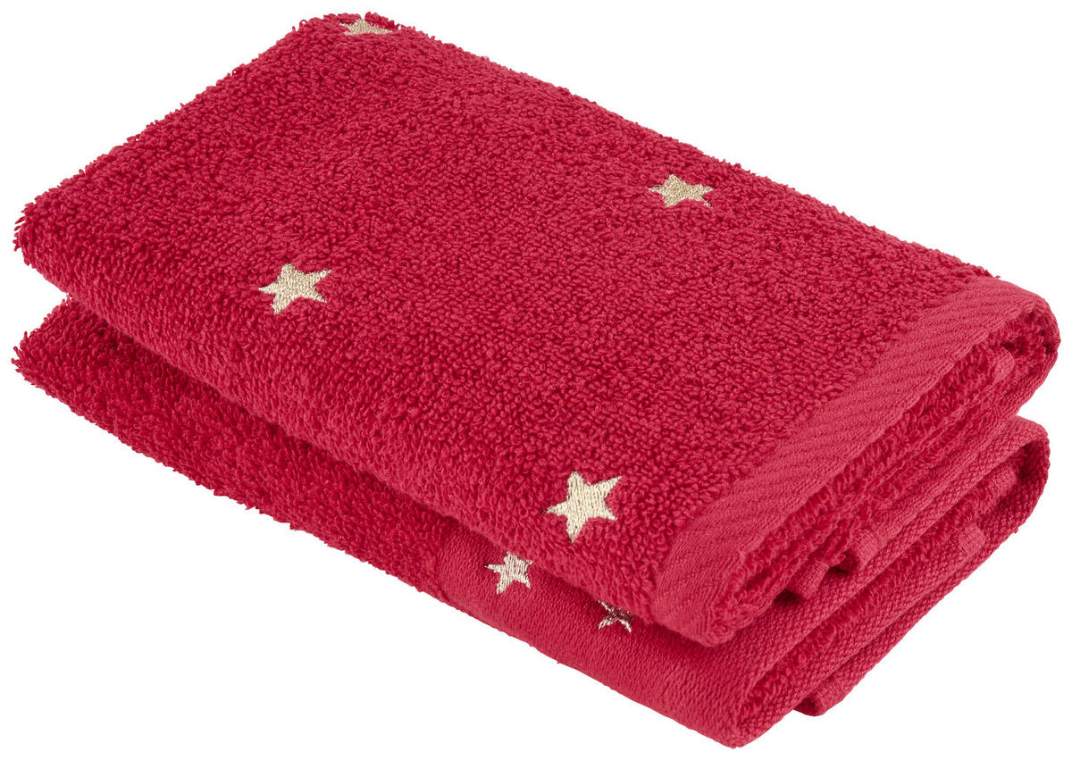 GÄSTETUCH Rot, Goldfarben 2-teilig 30/50 cm  - Rot/Goldfarben, Konventionell, Textil (30/50cm) - X-Mas