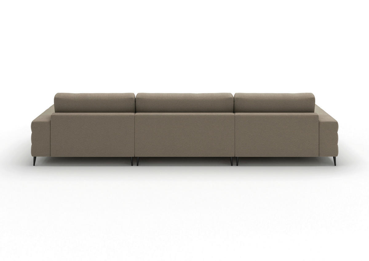 WOHNLANDSCHAFT Badia Base Sandfarben Feincord  - Sandfarben/Schwarz, Design, Textil/Metall (177/376/177cm) - Dieter Knoll