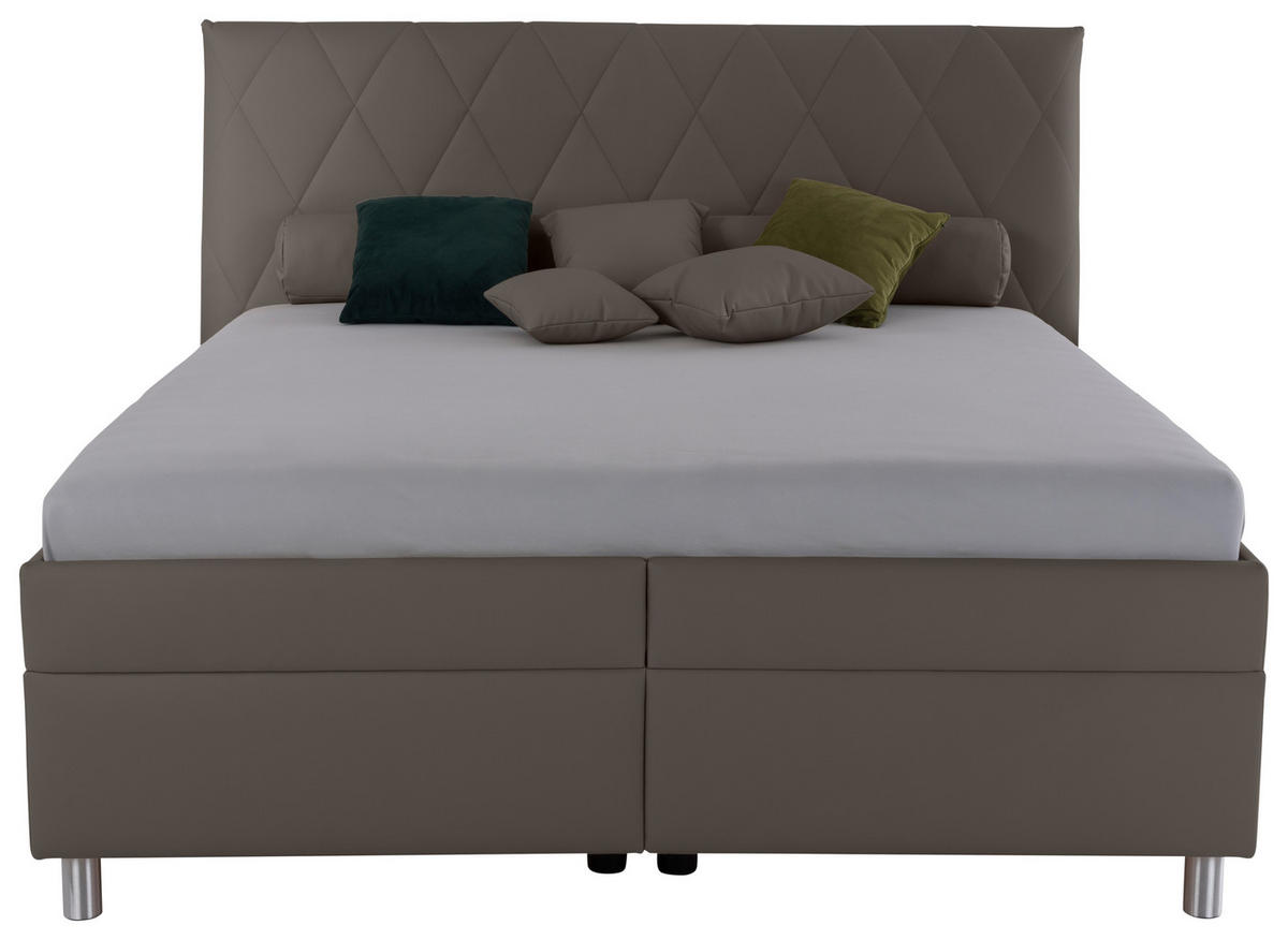 POLSTERBETT Matratze, gepolstertes Kopfteil, Lattenrost, Bettkasten 160/200 cm  in Anthrazit  - Birkefarben/Anthrazit, KONVENTIONELL, Holz/Textil (160/200cm) - Esposa