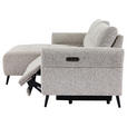 ECKSOFA  in Webstoff Grau Rücken echt, Armteilverstellung, Relaxfunktion  156/220 cm  - Schwarz/Grau, Design, Textil/Metall (156/220cm) - Carryhome