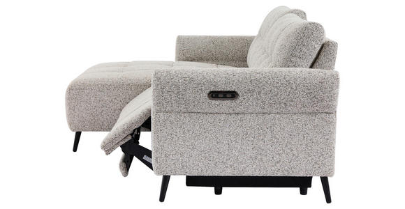 ECKSOFA  in Webstoff Grau Rücken echt, Armteilverstellung, Relaxfunktion  156/220 cm  - Schwarz/Grau, Design, Textil/Metall (156/220cm) - Carryhome